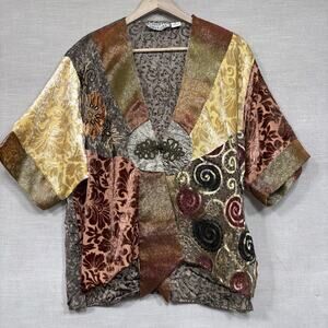 XL Patchwork Velvet Short Sleeve Jacket in Multi